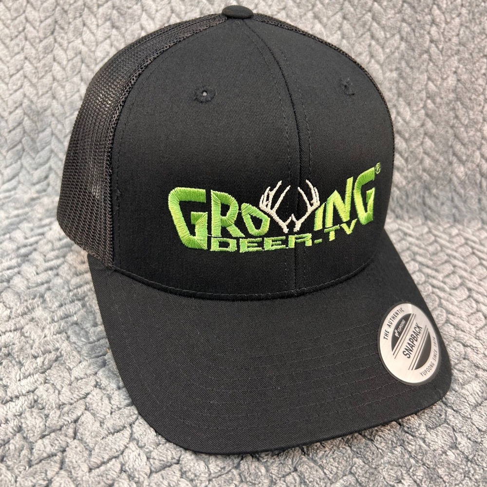 Growing Deer TV Logo Mens Black Yupoong Trucker‎ Hat Mesh Snapback OSFM